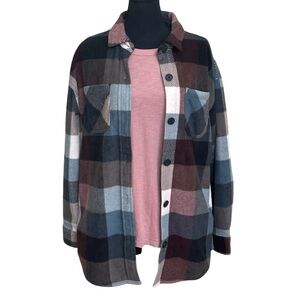 Maurices Plaid Fleece Shacket + 24/7 T-Shirt